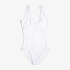 White tank leotard with pinch front modeled