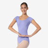 Dancer wearing lavender cap sleeve leotard, front view