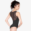 Black mesh back tank dance leotard back view