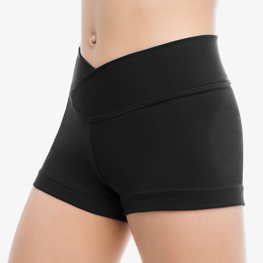 Black children's dance shorts with wide waistband