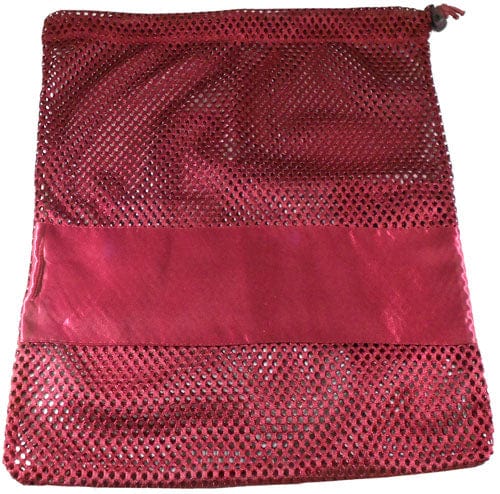 Burgandy mesh shoe bag