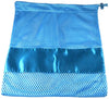 Large baby blue mesh pointe shoe bag with drawstring closure