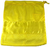Large yellow mesh pointe shoe bag with drawstring closure