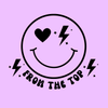 Pink smiley face From the Top sticker
