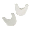 Close-up of white Super Gellows gel toe pads showing curved shape