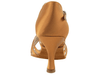 Back view of dark tan satin ballroom shoe showing heel