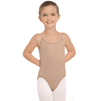 Young dancer wearing a beige seamless camisole liner with thin straps, shown from the front.