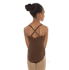 Alternate back view of a child wearing a seamless camisole liner, showing low back and strap placement.