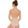 Back view of a beige seamless camisole liner on an adult dancer, showing a low back design.