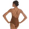 Back view of an adult dancer wearing a seamless camisole liner with multi-position back straps.