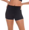 Close-up of black flat waistband dance shorts made with microfiber fabric