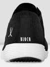 Back view of black Bloch sneaker showing heel and logo detail