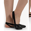 Dancer wearing black Capezio Leather Pirouette II half sole dance shoes