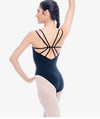 Back view of So Danca Gioconda leotard showing star-shaped strap design.