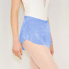 Adult ballet dancer wearing a light blue pull-on ballet skirt over a leotard