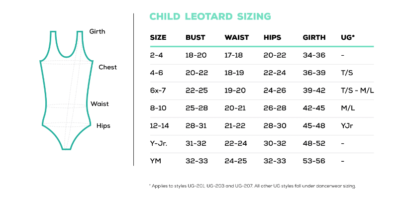 So Danca child size chart image.