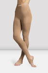 Child dancer wearing bloch tan stirrup dance tights, front view