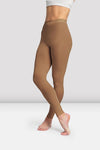 Side view of adult dancer wearing bloch tan footless dance tights