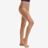 Child wearing caramel footed dance tights, full leg view