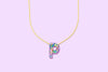 Additional product image showing a colorful confetti letter necklace.