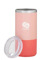 Pink and coral two-tone stainless steel thermal tumbler with lid