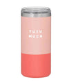 Two-tone pink Covet Dance thermal tumbler with stainless steel rim