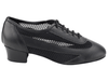 Side view of black leather Very Fine ballroom shoe with lace-up front