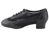 Outer side view of black leather Very Fine ballroom shoe with heel