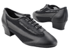 Pair of black leather Very Fine ballroom shoes with lace-up front and low heel
