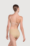 Back view of dancer wearing a bandeau bra with clear back strap and matching briefs