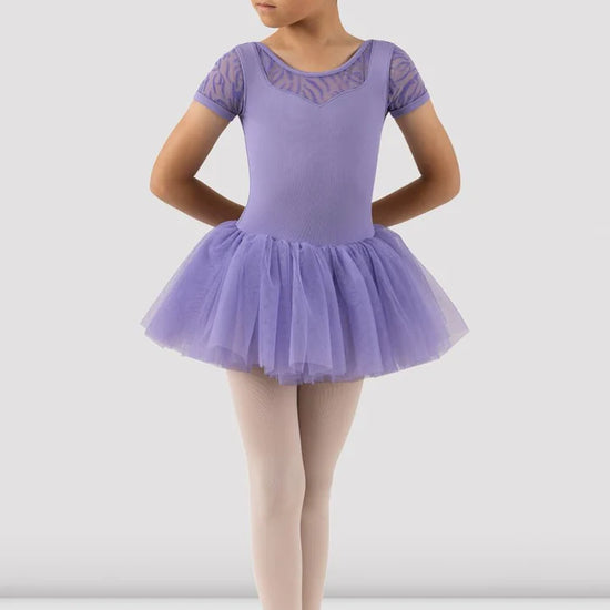 Bloch child cap sleeve tutu leotard in candy pink, front view
