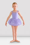 Young dancer wearing a lilac tutu leotard with attached tutu skirt, front view