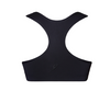 Black adult crop dance top, back view with wide straps.