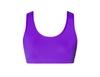 Purple adult crop dance top with scoop neckline, front view.