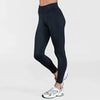 Model wearing black high-waisted dance leggings with a fitted silhouette and ankle-length cut