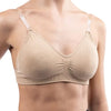 Front view of nude seamless clear back bra with thin straps