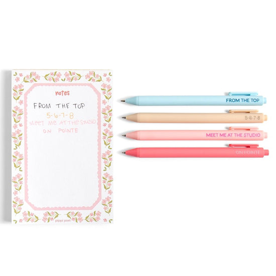 Pippi Post Dance Lover Pen Set displayed with coordinating stationery