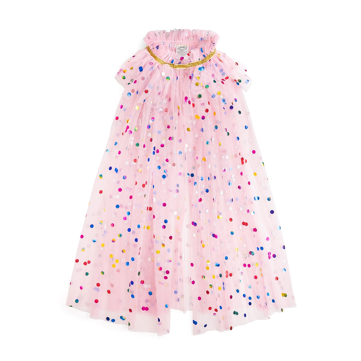 Sweet Wink Pink Confetti Cape with soft pink tulle and colorful confetti dots