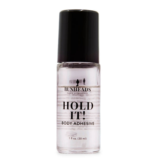 Bunheads Hold It Body Adhesive bottle with black cap shown on a white background.