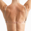 Back view of seamless bra showing clear back strap