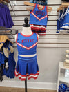 Mini cheer outfit displayed on a mannequin inside a retail store