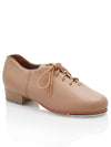 Caramel leather cadence tap shoe with lace-up closure, side view