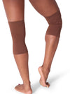 Maple gel dance kneepads worn on both knees from the side view.