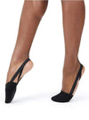 Dancer wearing black Capezio Hanami pirouette half sole dance shoes