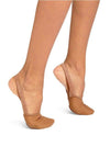 Back view of dancer wearing Capezio Hanami pirouette half sole shoes