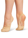 Dancer wearing Capezio Hanami pirouette half sole lyrical dance shoes in nude color