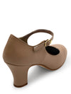 Caramel character shoe shown from a side profile highlighting the heel.