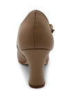 Back view of the caramel character shoe showing heel and rear shape.