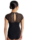 Adult leotard with mesh upper back panel back view