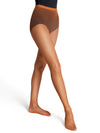 Side view of professional fishnet tights in caramel tone